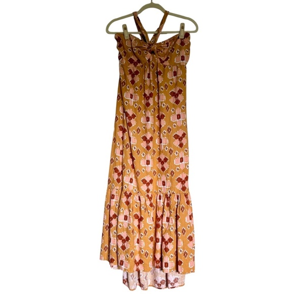 Aerie Linen Blend print Halter Maxi Dress Size Large Boho - Picture 2 of 14